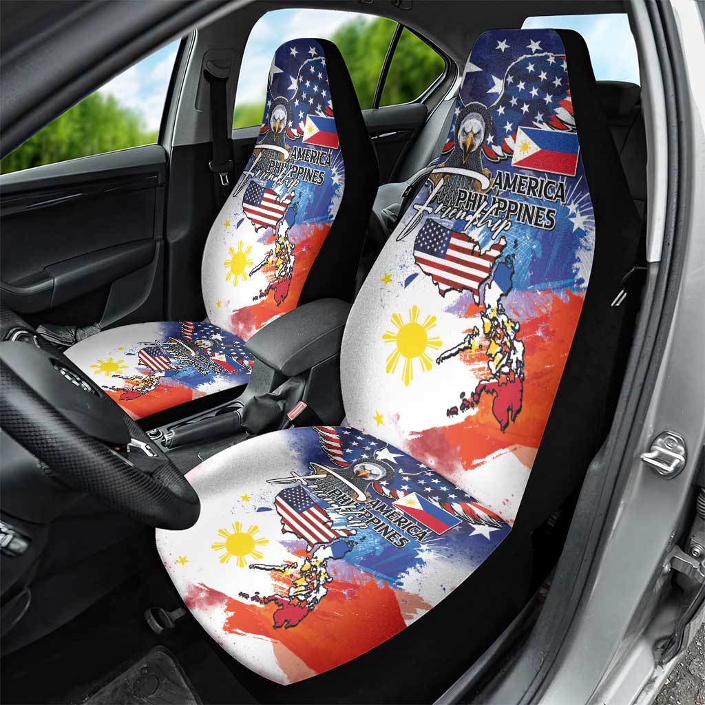 Philippine-American Friendship Car Seat Cover USA Eagle and Philippines Flag with The Maps