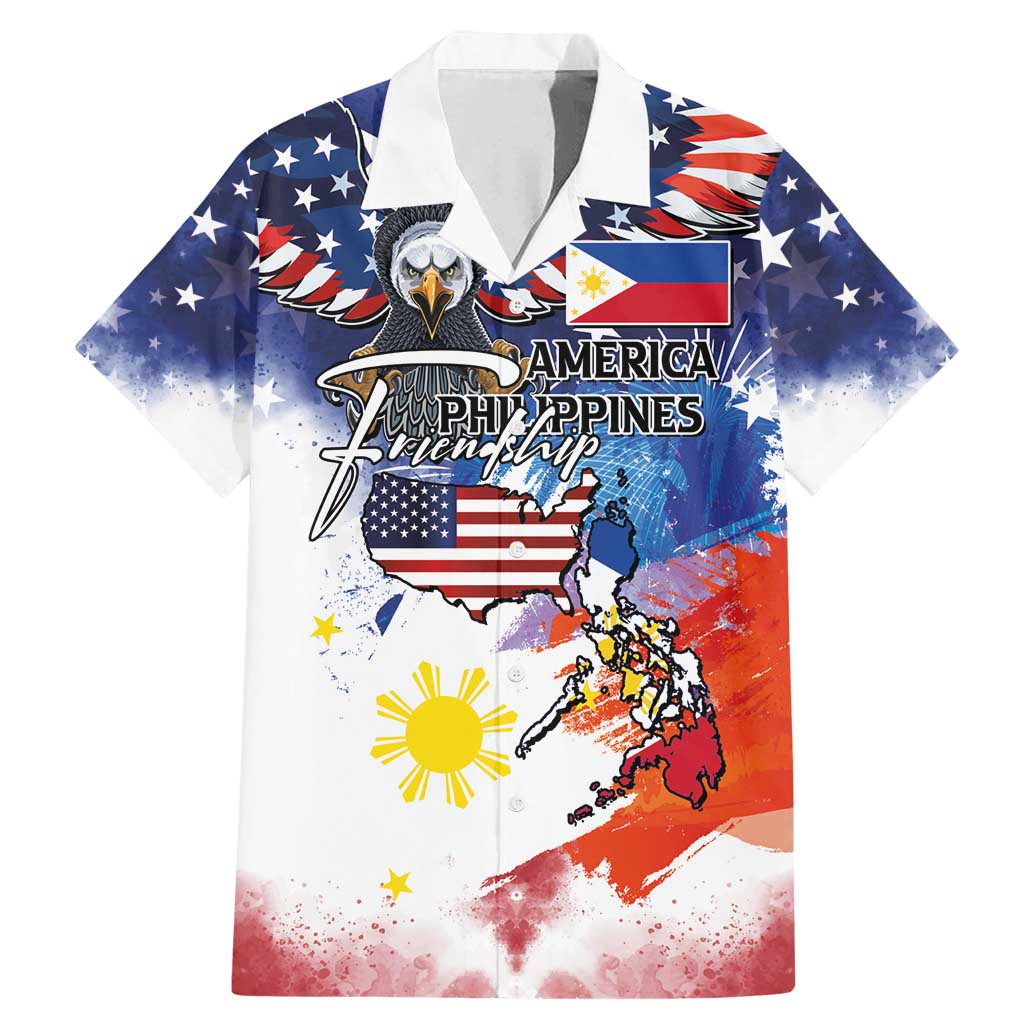 Philippine-American Friendship Family Matching Mermaid Dress and Hawaiian Shirt USA Eagle and Philippines Flag with The Maps
