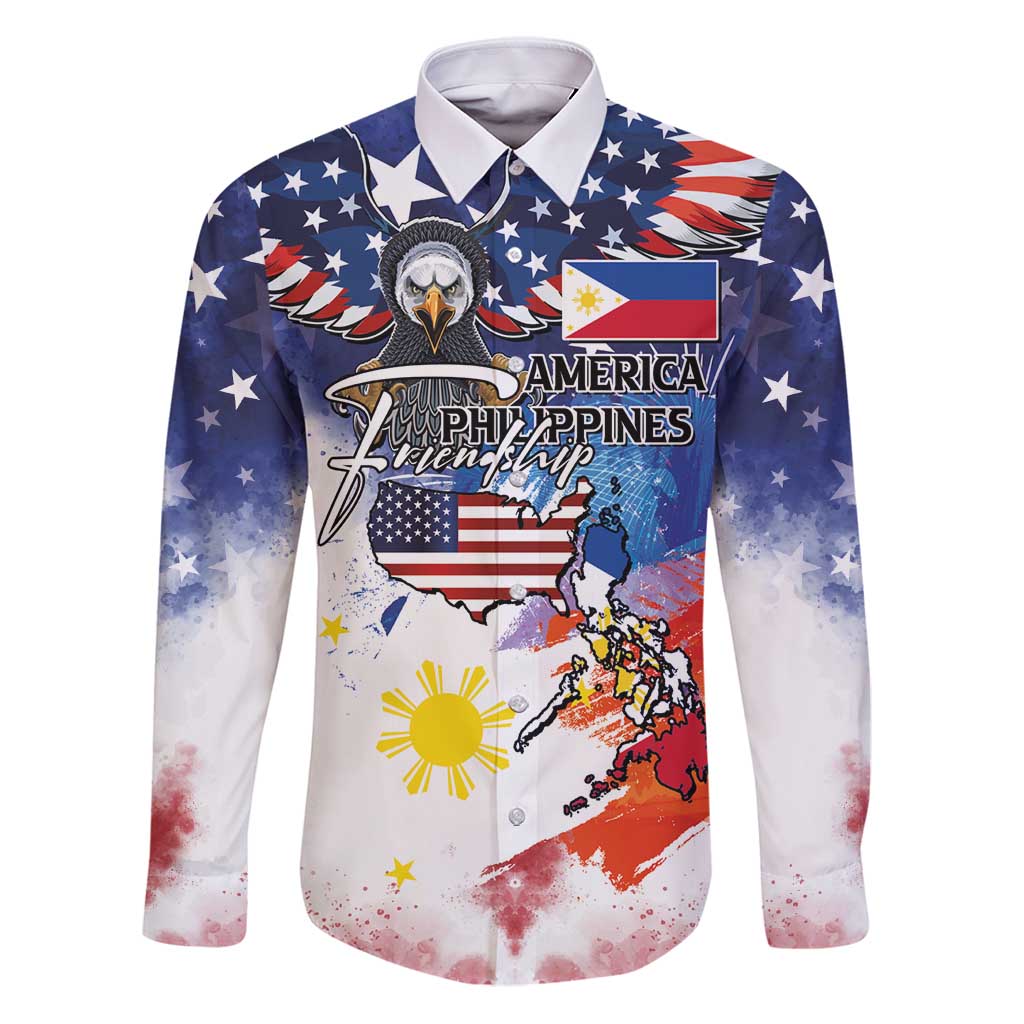 Philippine-American Friendship Family Matching Puletasi and Hawaiian Shirt USA Eagle and Philippines Flag with The Maps