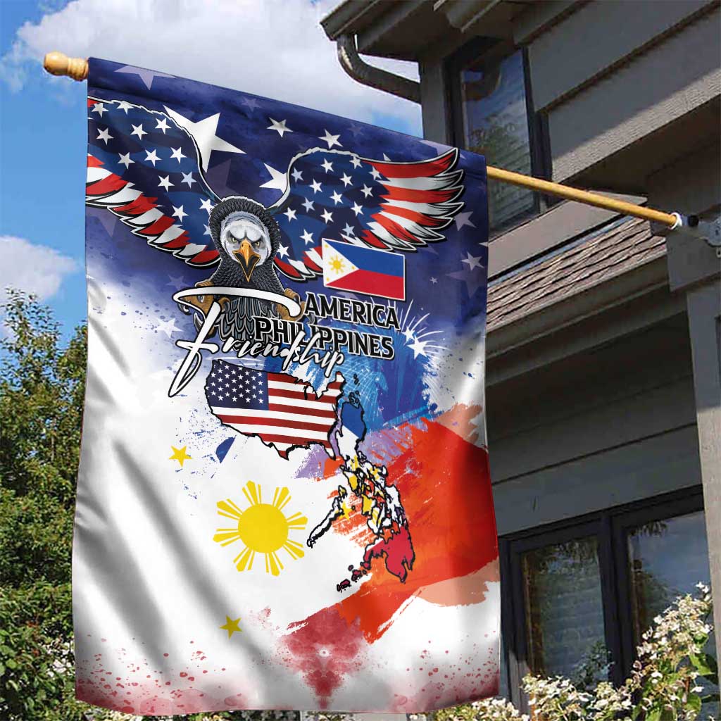 Philippine-American Friendship Garden Flag USA Eagle and Philippines Flag with The Maps
