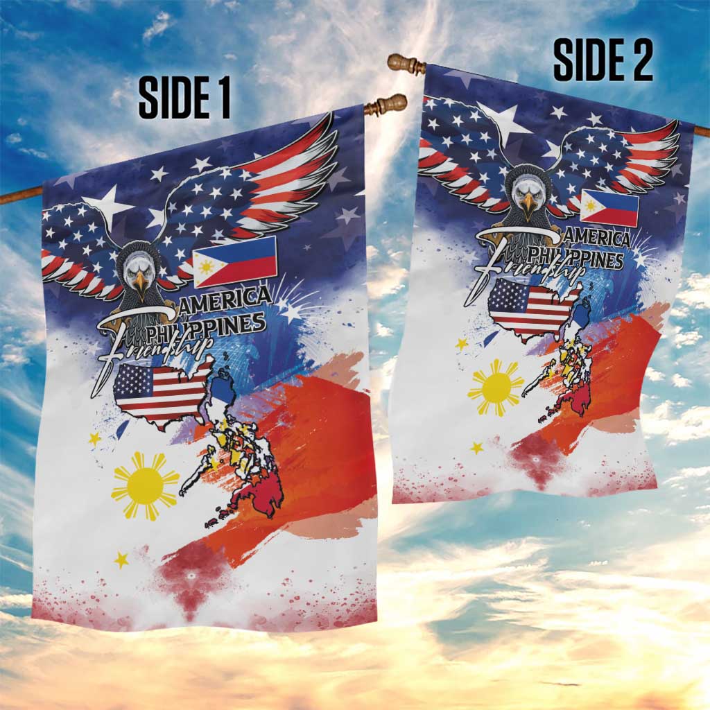 Philippine-American Friendship Garden Flag USA Eagle and Philippines Flag with The Maps