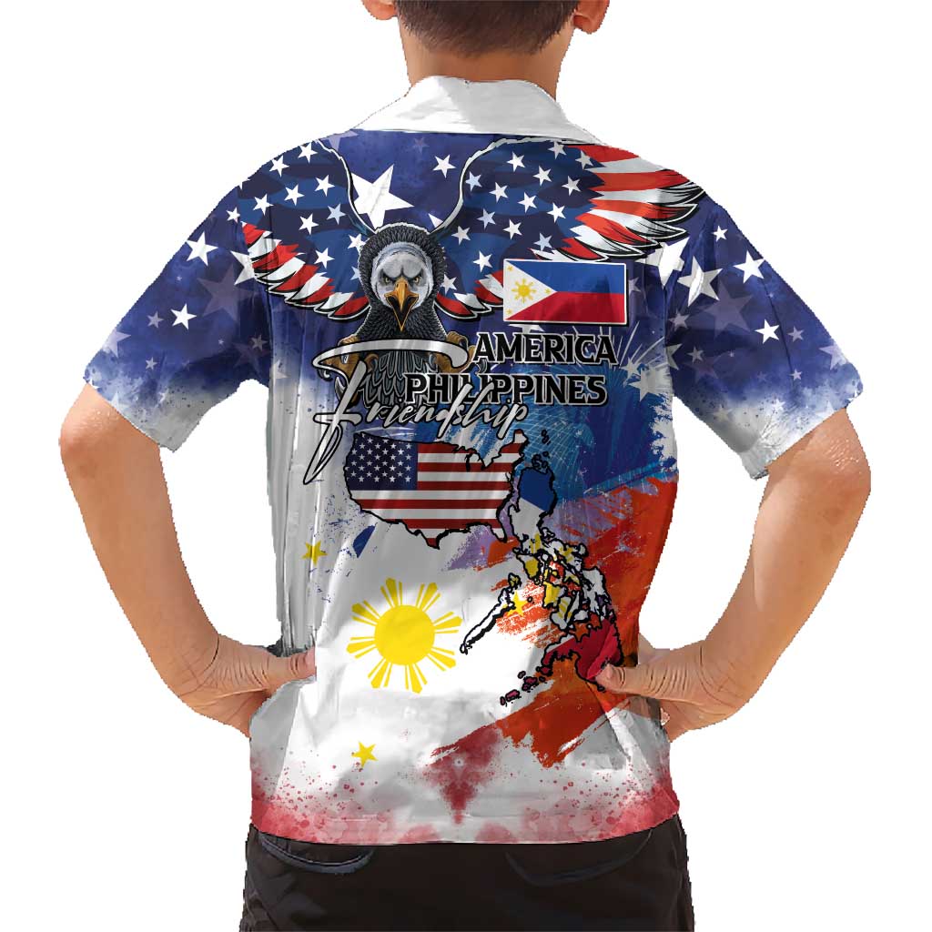 Philippine-American Friendship Hawaiian Shirt USA Eagle and Philippines Flag with The Maps