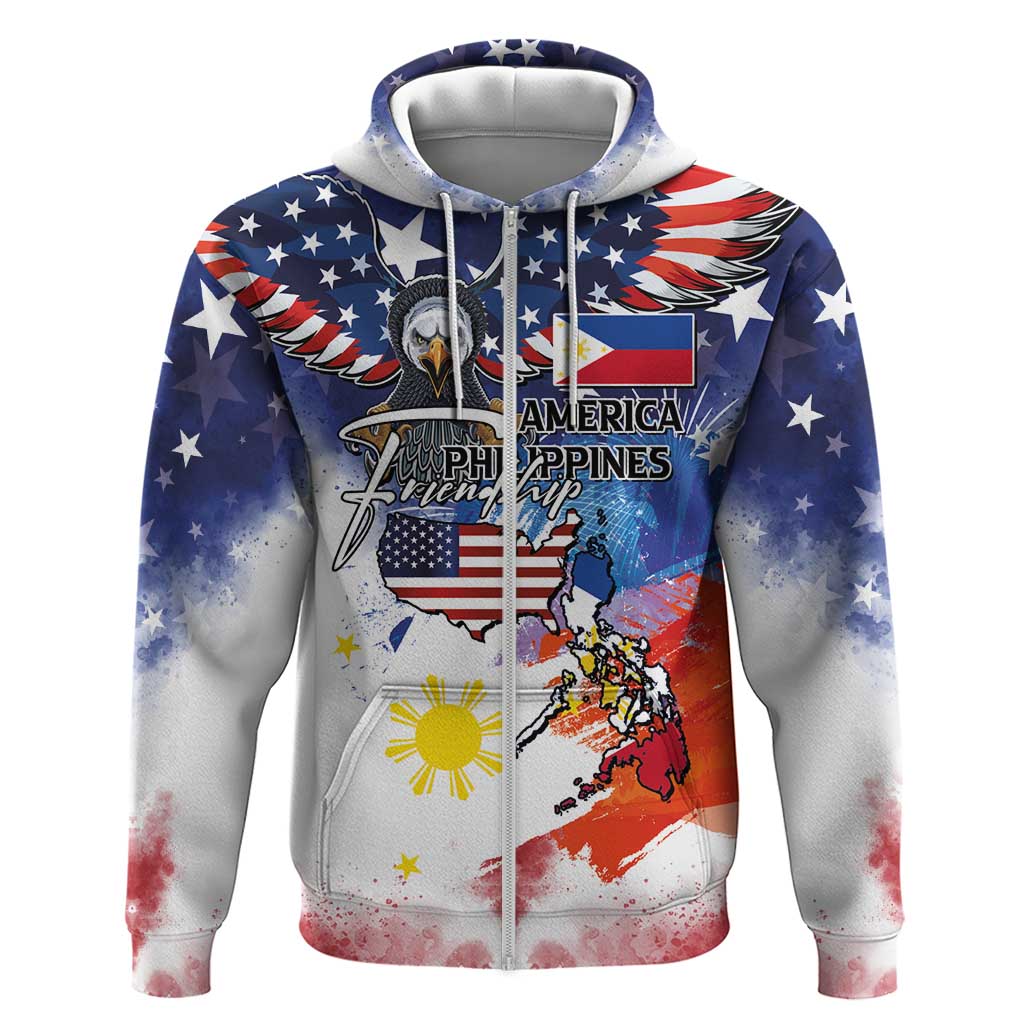 Philippine-American Friendship Hoodie USA Eagle and Philippines Flag with The Maps