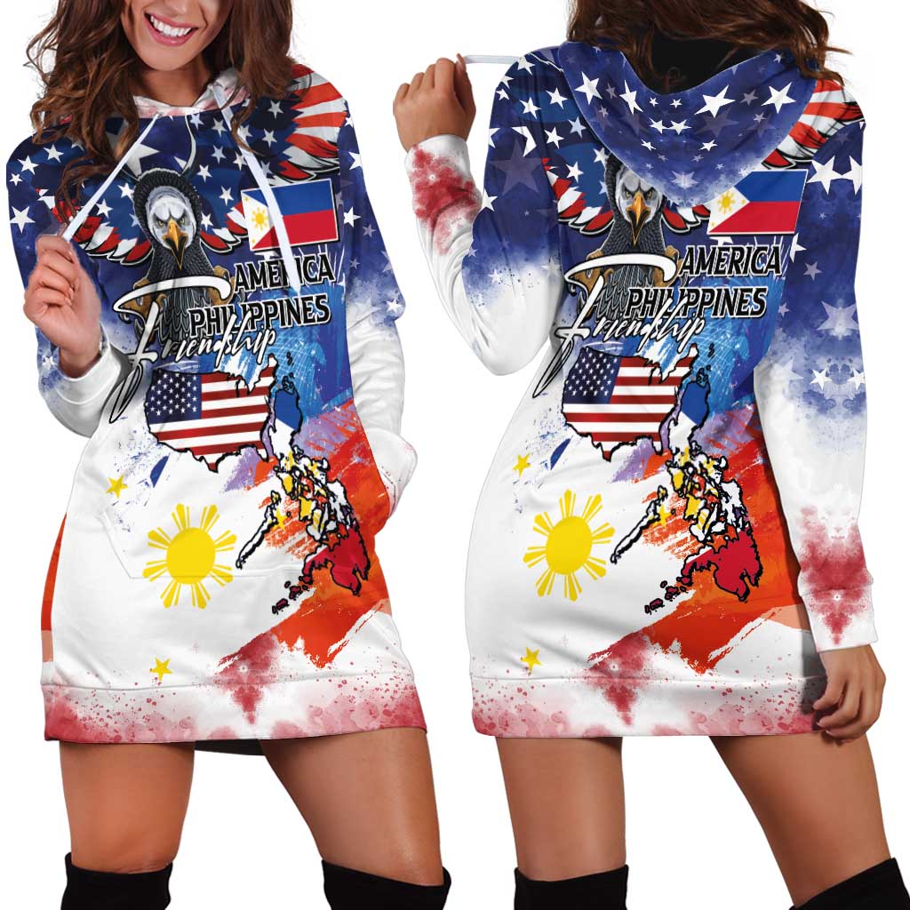 Philippine-American Friendship Hoodie Dress USA Eagle and Philippines Flag with The Maps