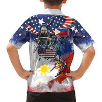 Philippine-American Friendship Kid Hawaiian Shirt USA Eagle and Philippines Flag with The Maps