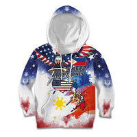 Philippine-American Friendship Kid Hoodie USA Eagle and Philippines Flag with The Maps