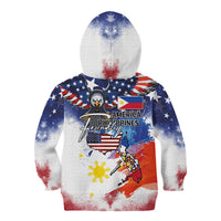 Philippine-American Friendship Kid Hoodie USA Eagle and Philippines Flag with The Maps