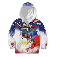 Philippine-American Friendship Kid Hoodie USA Eagle and Philippines Flag with The Maps