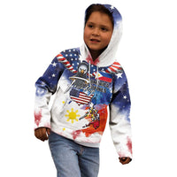 Philippine-American Friendship Kid Hoodie USA Eagle and Philippines Flag with The Maps