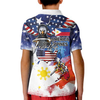 Philippine-American Friendship Kid Polo Shirt USA Eagle and Philippines Flag with The Maps