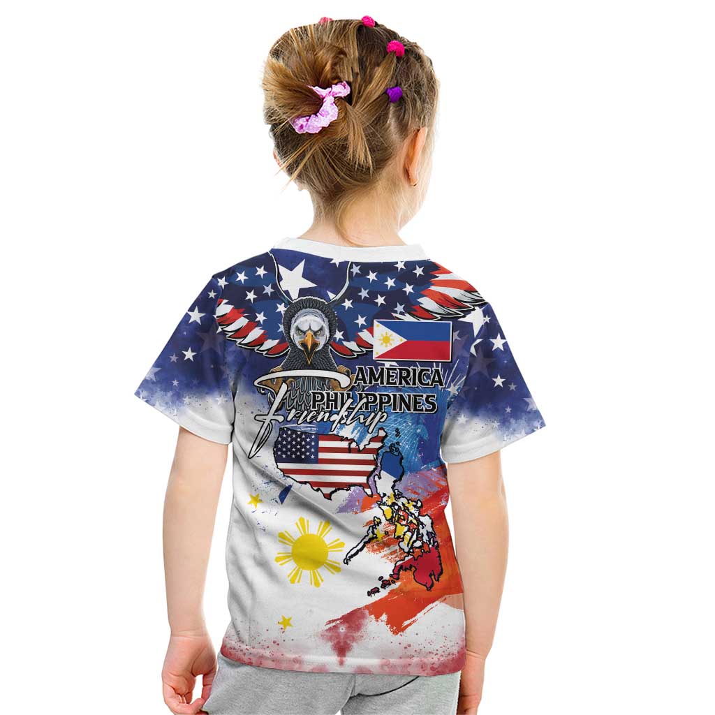 Philippine-American Friendship Kid T Shirt USA Eagle and Philippines Flag with The Maps