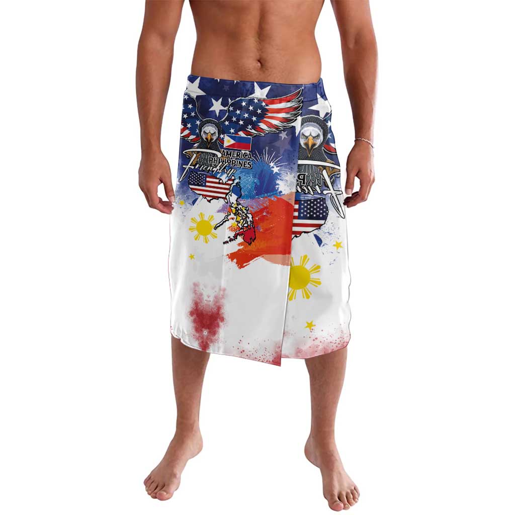 Philippine-American Friendship Lavalava USA Eagle and Philippines Flag with The Maps