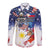Philippine-American Friendship Long Sleeve Button Shirt USA Eagle and Philippines Flag with The Maps