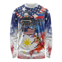 Philippine-American Friendship Long Sleeve Shirt USA Eagle and Philippines Flag with The Maps
