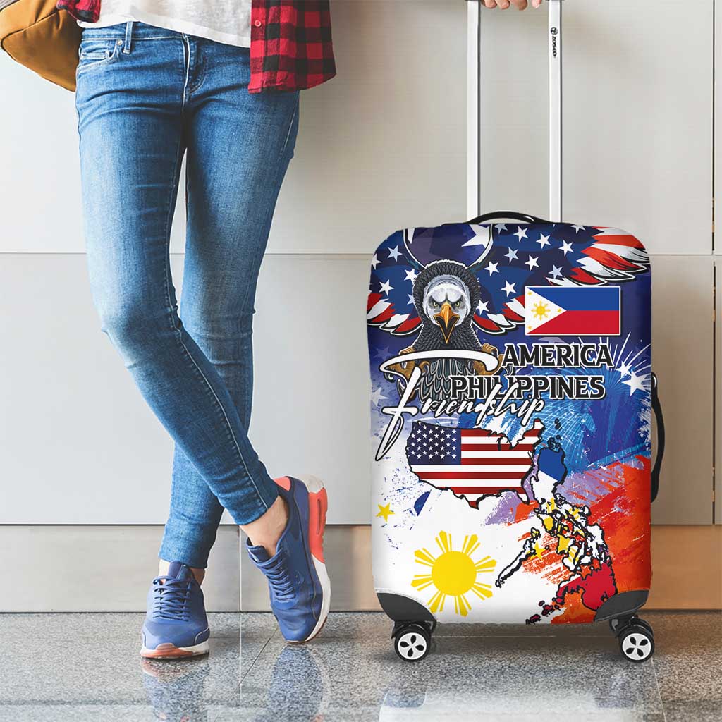 Philippine-American Friendship Luggage Cover USA Eagle and Philippines Flag with The Maps