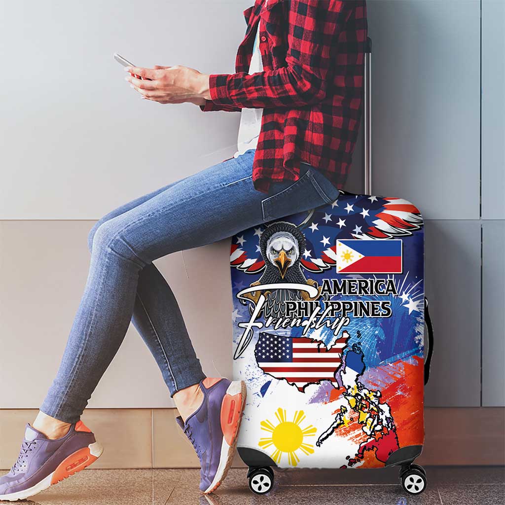 Philippine-American Friendship Luggage Cover USA Eagle and Philippines Flag with The Maps