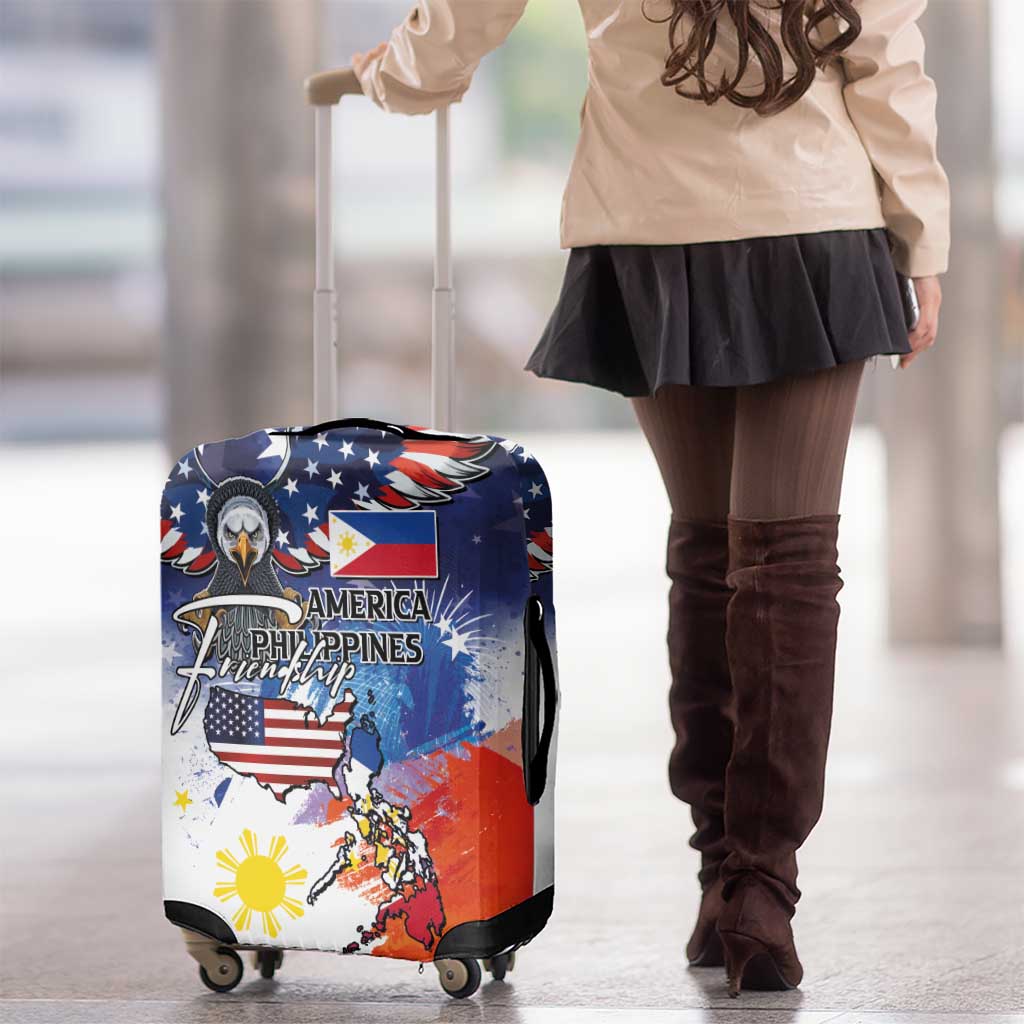 Philippine-American Friendship Luggage Cover USA Eagle and Philippines Flag with The Maps