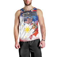 Philippine-American Friendship Men Tank Top USA Eagle and Philippines Flag with The Maps