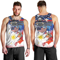 Philippine-American Friendship Men Tank Top USA Eagle and Philippines Flag with The Maps