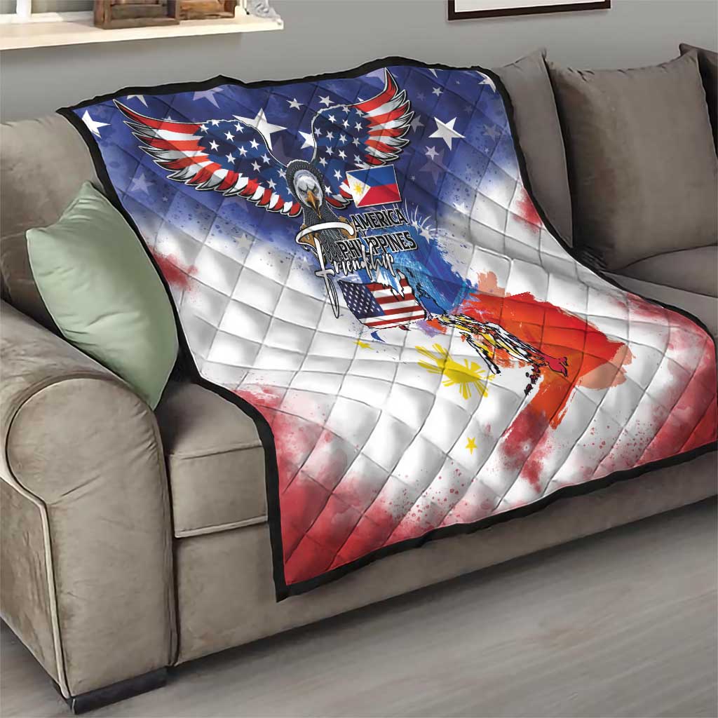 Philippine-American Friendship Quilt USA Eagle and Philippines Flag with The Maps