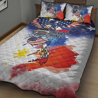 Philippine-American Friendship Quilt Bed Set USA Eagle and Philippines Flag with The Maps