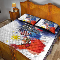 Philippine-American Friendship Quilt Bed Set USA Eagle and Philippines Flag with The Maps