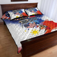 Philippine-American Friendship Quilt Bed Set USA Eagle and Philippines Flag with The Maps