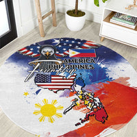 Philippine-American Friendship Round Carpet USA Eagle and Philippines Flag with The Maps