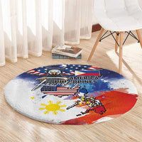 Philippine-American Friendship Round Carpet USA Eagle and Philippines Flag with The Maps