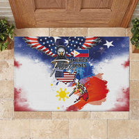 Philippine-American Friendship Rubber Doormat USA Eagle and Philippines Flag with The Maps