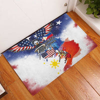 Philippine-American Friendship Rubber Doormat USA Eagle and Philippines Flag with The Maps
