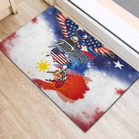 Philippine-American Friendship Rubber Doormat USA Eagle and Philippines Flag with The Maps