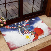 Philippine-American Friendship Rubber Doormat USA Eagle and Philippines Flag with The Maps
