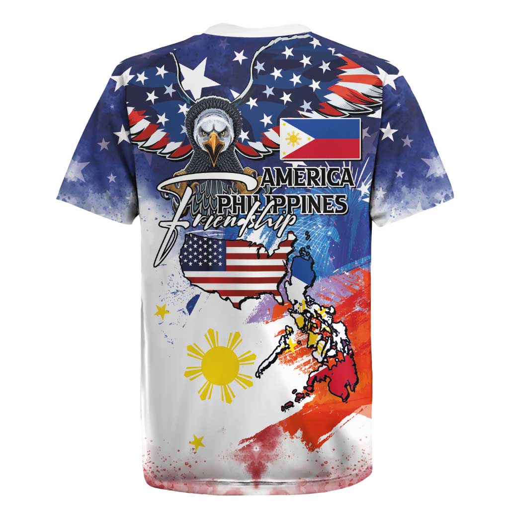 Philippine-American Friendship Rugby Jersey USA Eagle and Philippines Flag with The Maps