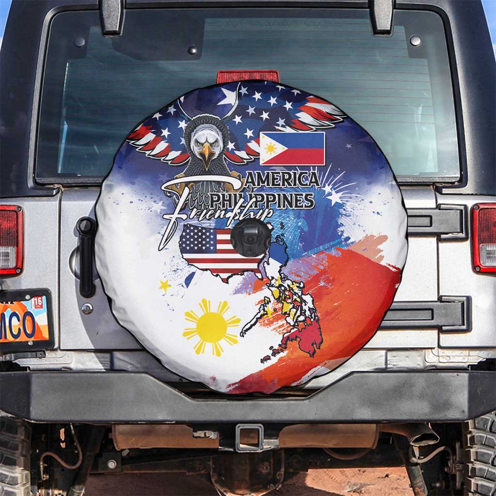 Philippine-American Friendship Spare Tire Cover USA Eagle and Philippines Flag with The Maps