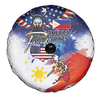 Philippine-American Friendship Spare Tire Cover USA Eagle and Philippines Flag with The Maps
