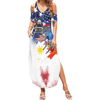 Philippine-American Friendship Summer Maxi Dress USA Eagle and Philippines Flag with The Maps