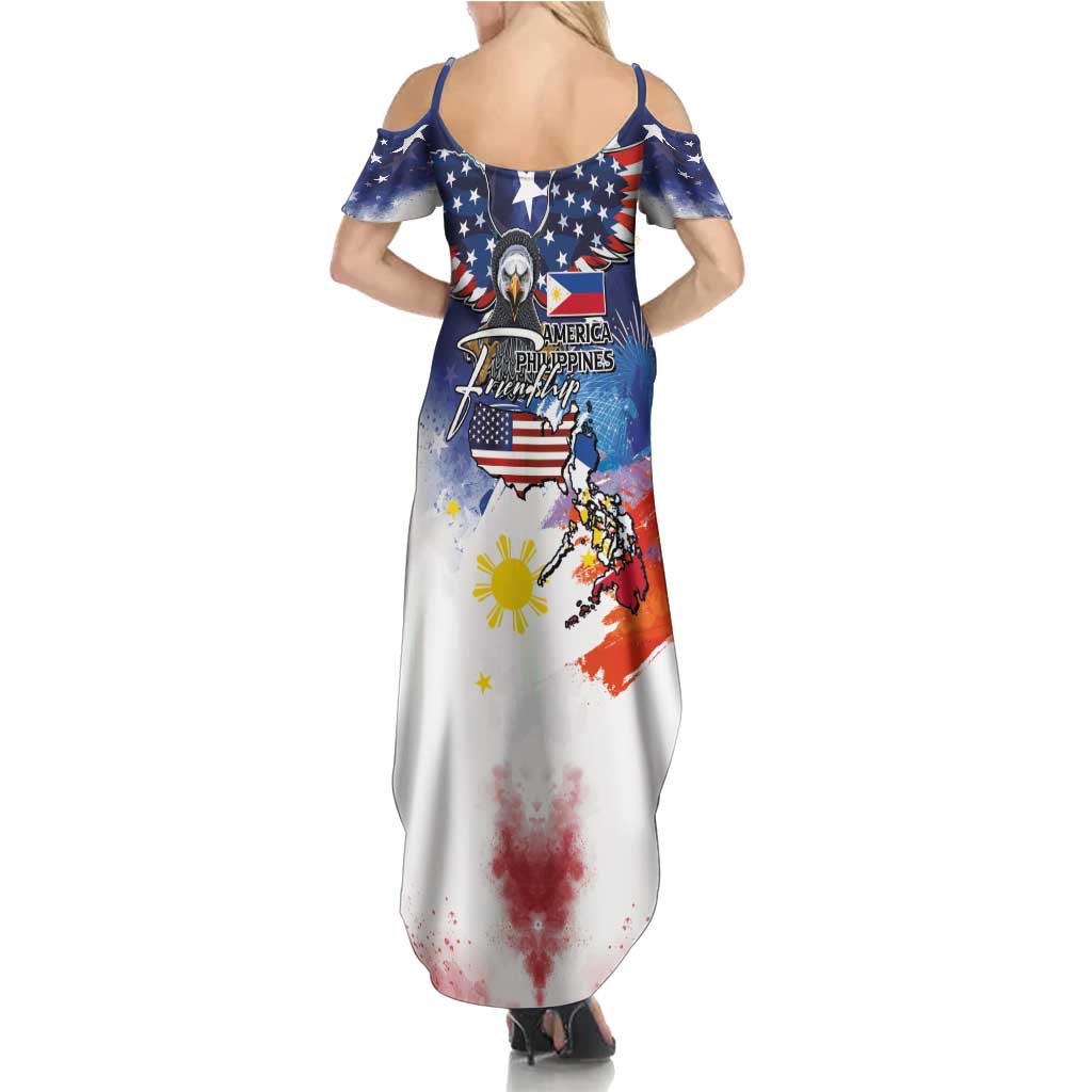 Philippine-American Friendship Summer Maxi Dress USA Eagle and Philippines Flag with The Maps