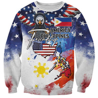Philippine-American Friendship Sweatshirt USA Eagle and Philippines Flag with The Maps