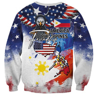 Philippine-American Friendship Sweatshirt USA Eagle and Philippines Flag with The Maps