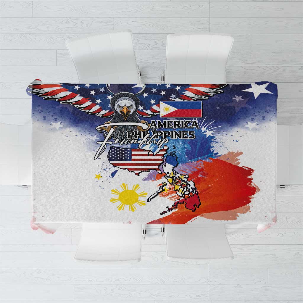 Philippine-American Friendship Tablecloth USA Eagle and Philippines Flag with The Maps