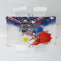 Philippine-American Friendship Tablecloth USA Eagle and Philippines Flag with The Maps