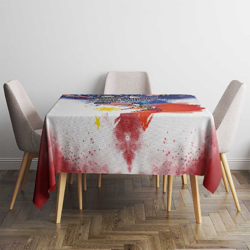 Philippine-American Friendship Tablecloth USA Eagle and Philippines Flag with The Maps