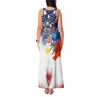 Philippine-American Friendship Tank Maxi Dress USA Eagle and Philippines Flag with The Maps