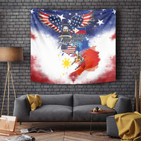 Philippine-American Friendship Tapestry USA Eagle and Philippines Flag with The Maps