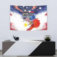 Philippine-American Friendship Tapestry USA Eagle and Philippines Flag with The Maps