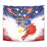 Philippine-American Friendship Tapestry USA Eagle and Philippines Flag with The Maps