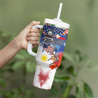 Philippine-American Friendship Tumbler With Handle USA Eagle and Philippines Flag with The Maps