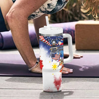 Philippine-American Friendship Tumbler With Handle USA Eagle and Philippines Flag with The Maps