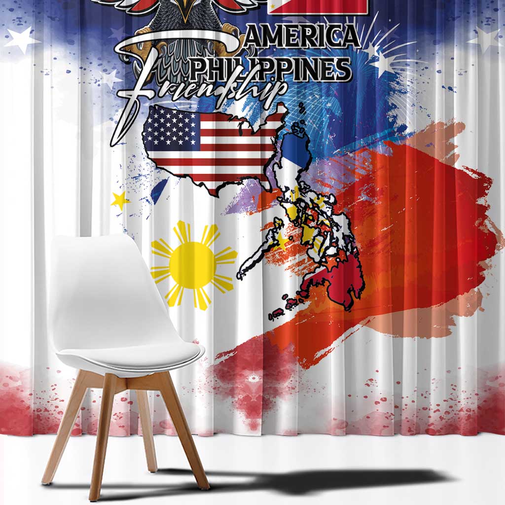 Philippine-American Friendship Window Curtain USA Eagle and Philippines Flag with The Maps